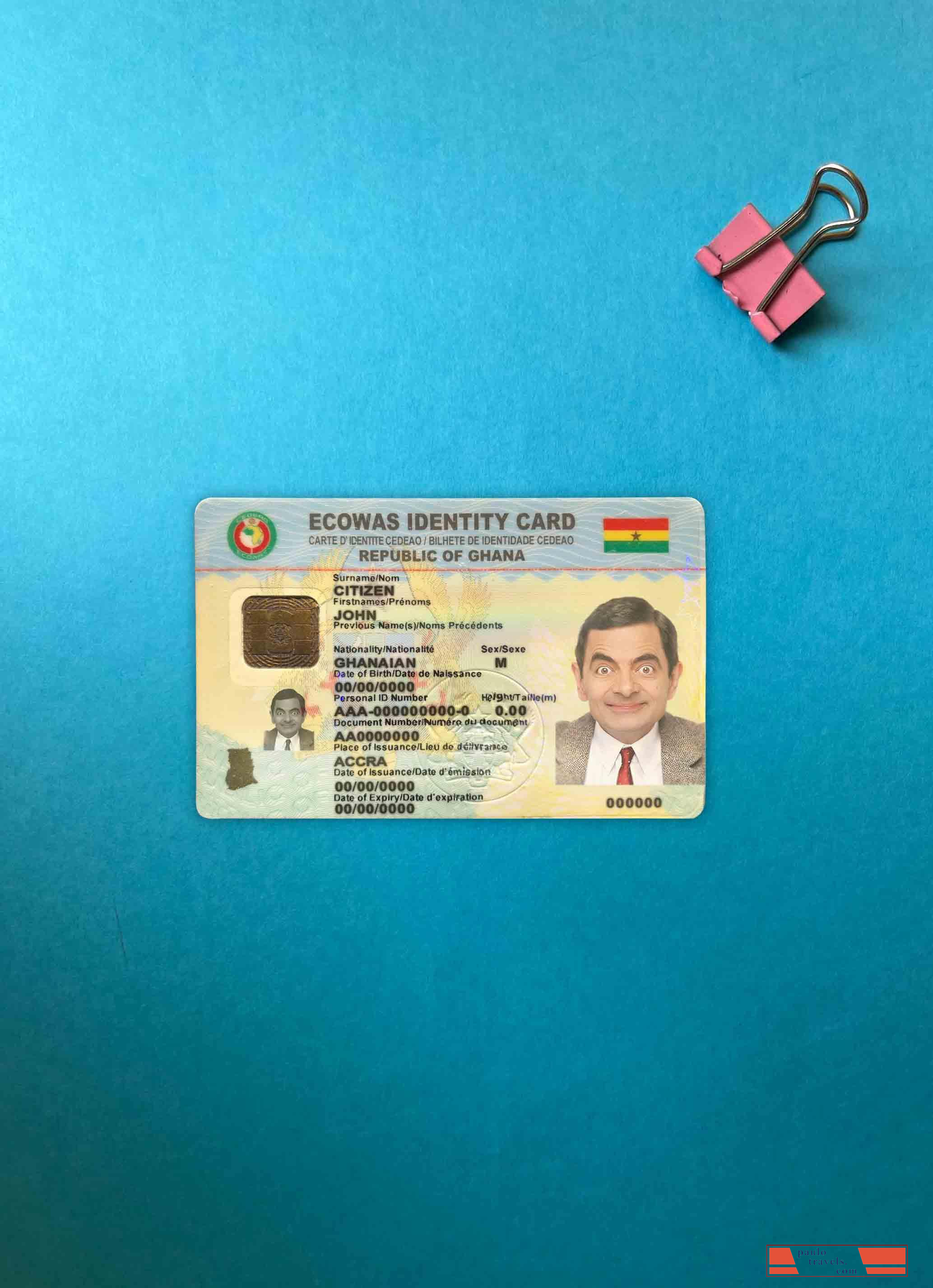 Ghana ID photolook FRONT PSD template